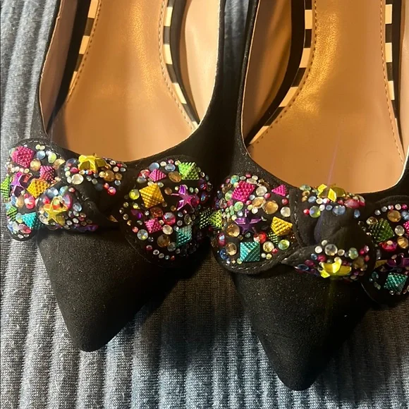 Betsey Johnson Black Embellished Women's Shoes - Picture 2 of 7